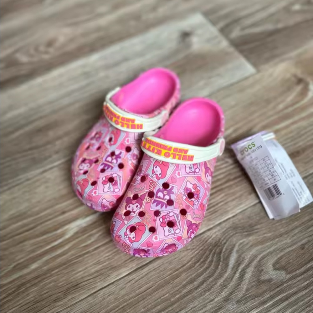 CROCS Kids Pink Cartoon Slippers